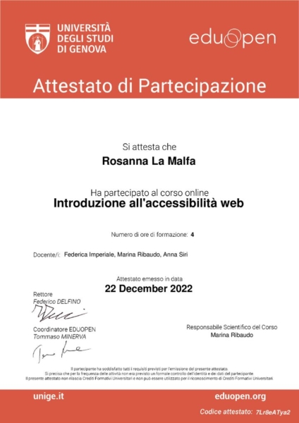 thumbnail of Introduzione allaccessibilità web_Attestato di partecipazione